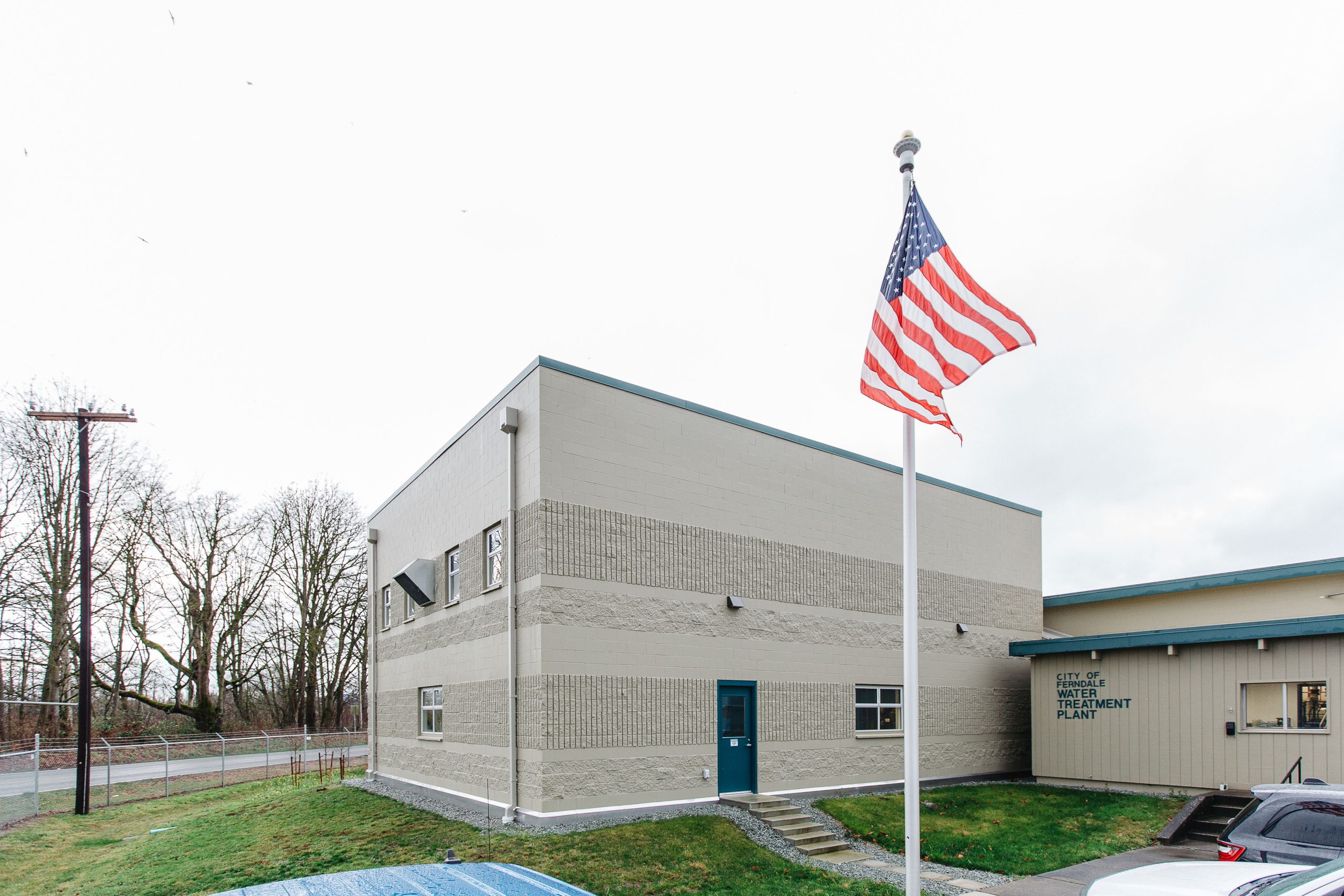 The exterior of the Ferndale Water Treatment Plant, a public space project by Tiger Construction in Whatcom County.